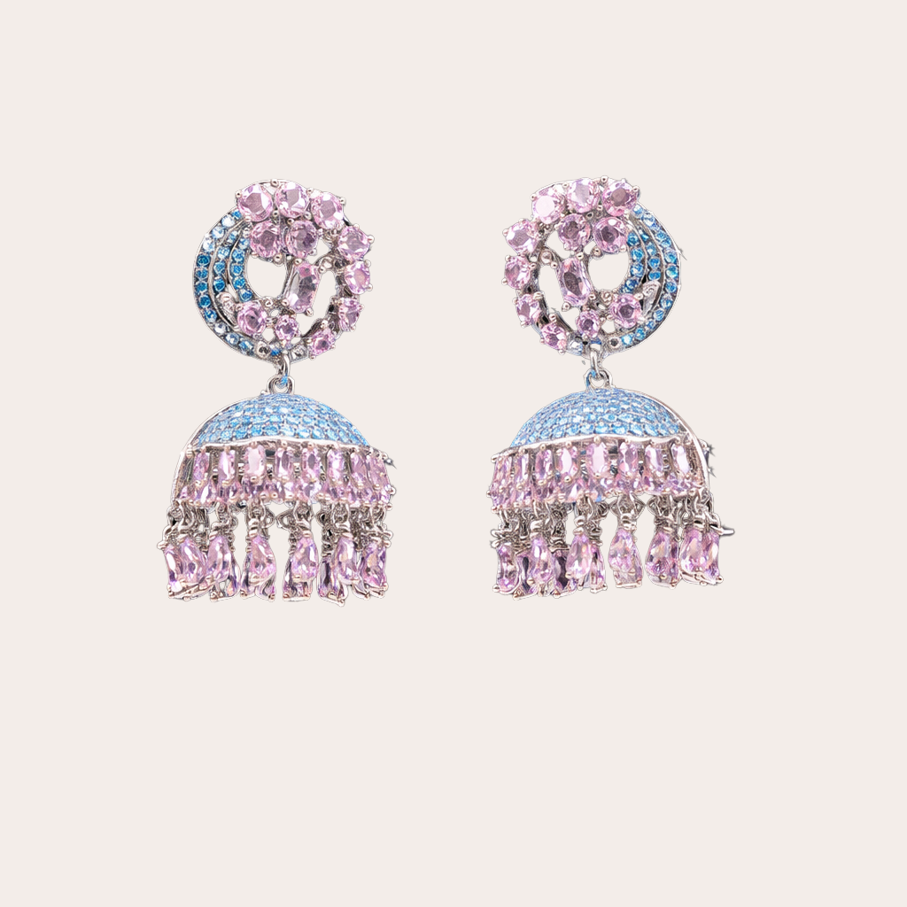 Roze jhumka oorbellen