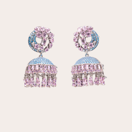 Roze jhumka oorbellen