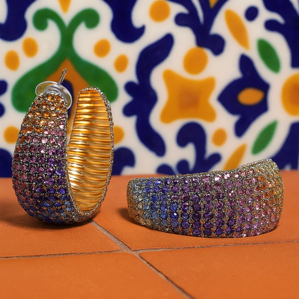 Brisa Lavanda - Earrings - crystal earrings with purple pink stones - gold plated