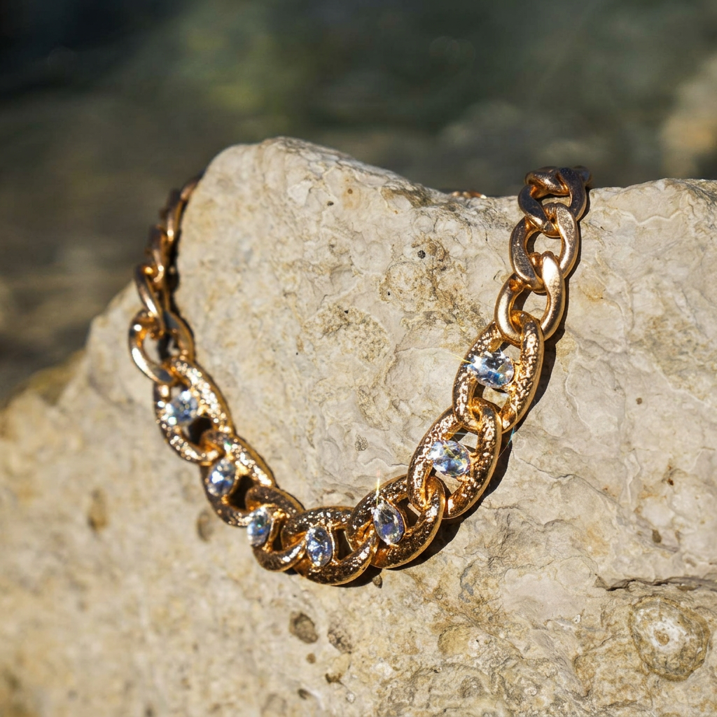 Gouden chain ketting met steentjes