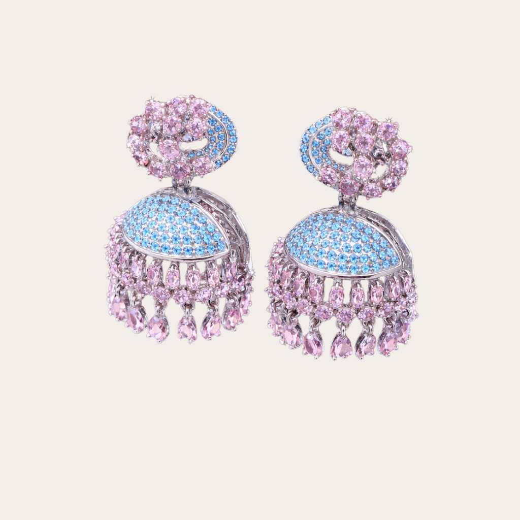 Blauwe jhumka oorbellen