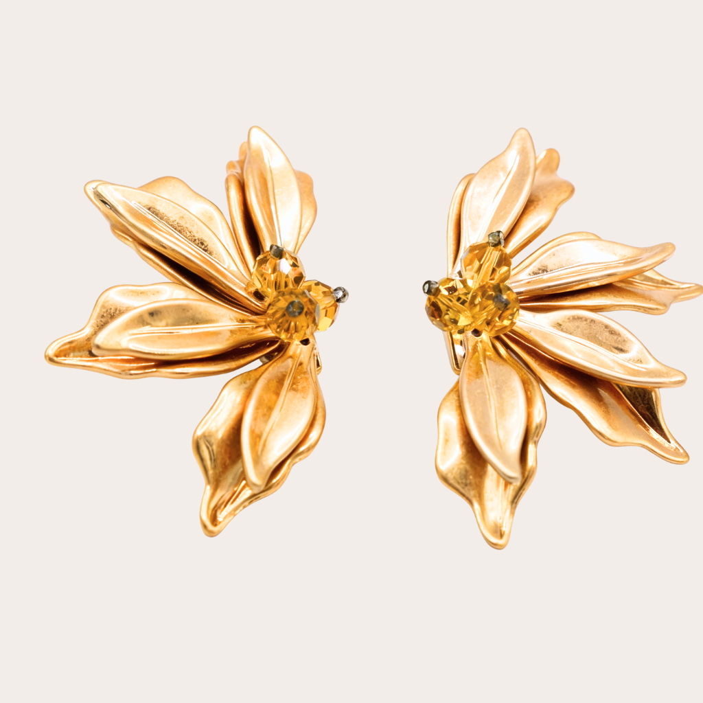 Gouden bloem oorbellen
