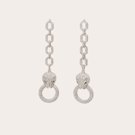 Felino Celestial - Gold and silver plated leopard earrings