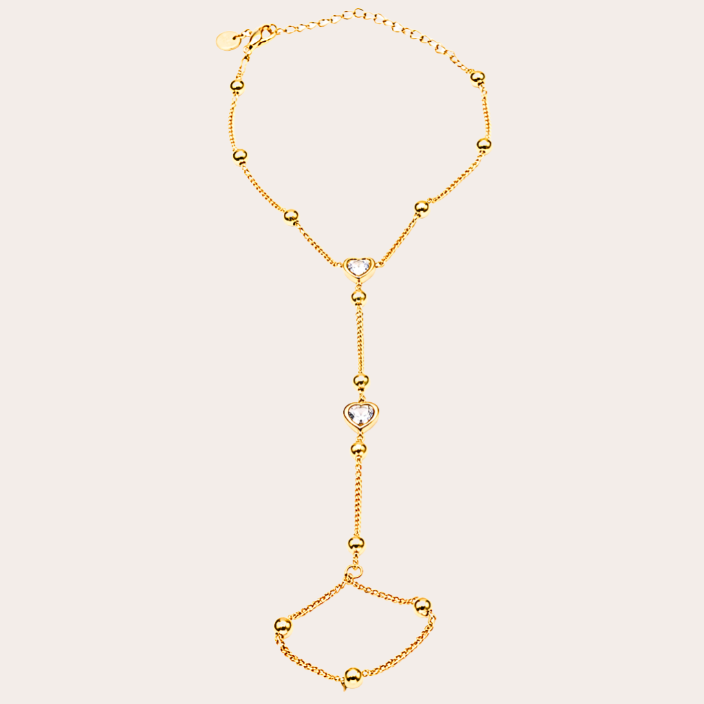 Gouden hand chain hartjes