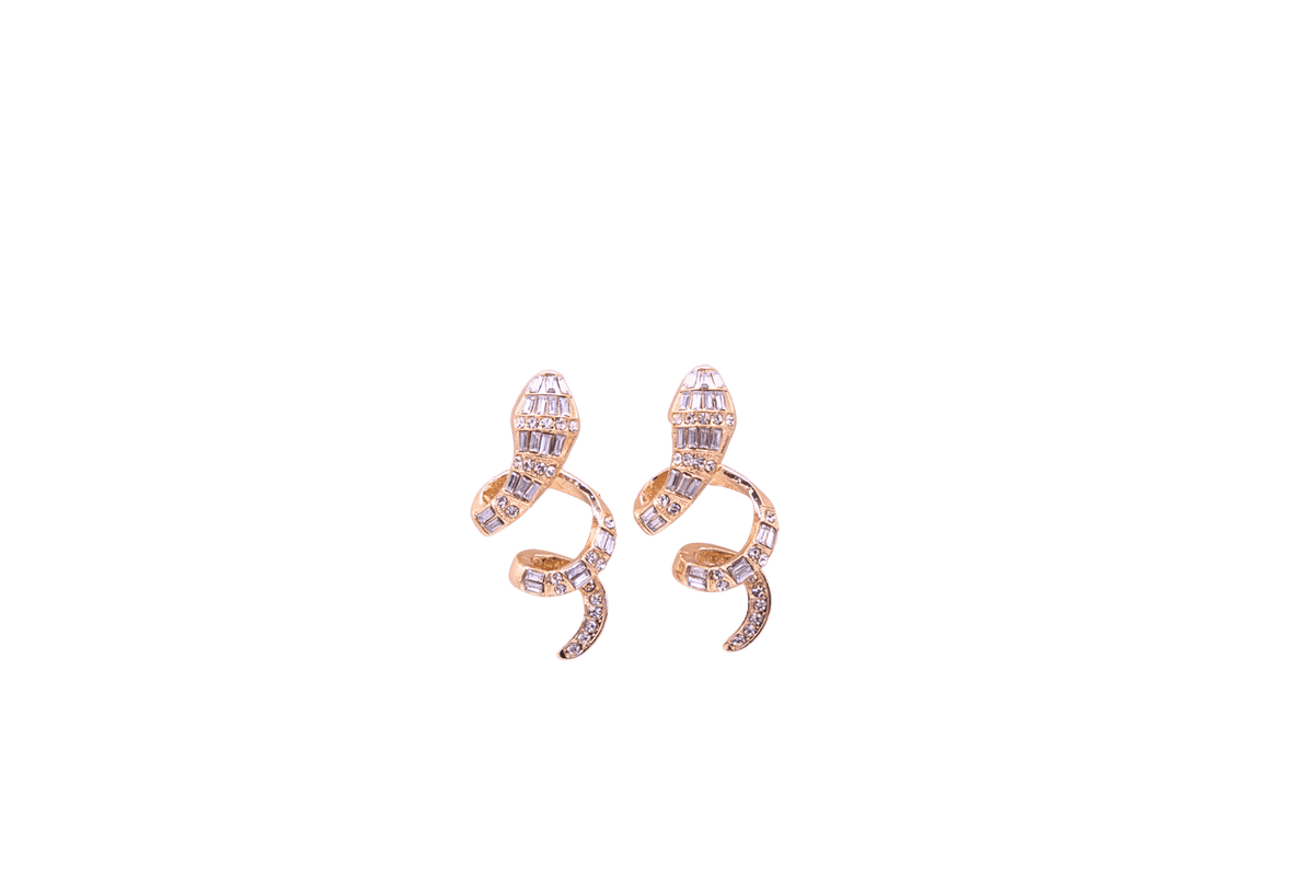 Fuego Serpentino - Crystal snake earrings - gold plated