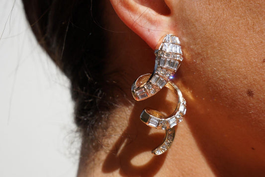 Fuego Serpentino - Crystal snake earrings - gold plated
