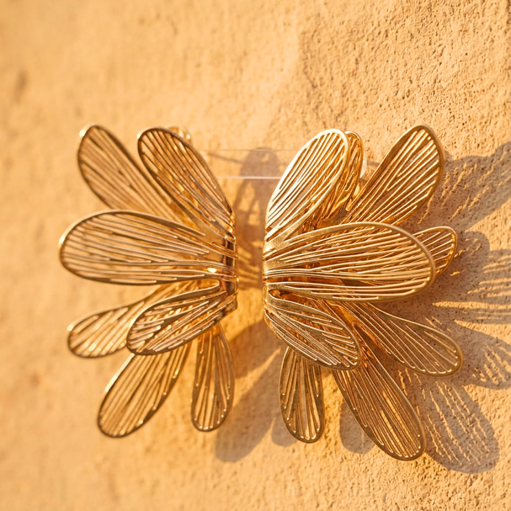 Alas Doradas – large gold wing statement earrings – detail 4 – Wear Celestials