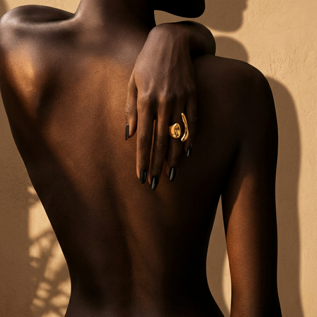 Armonía – sculptural statement ring in gold and silver – detail 2 – Wear Celestials