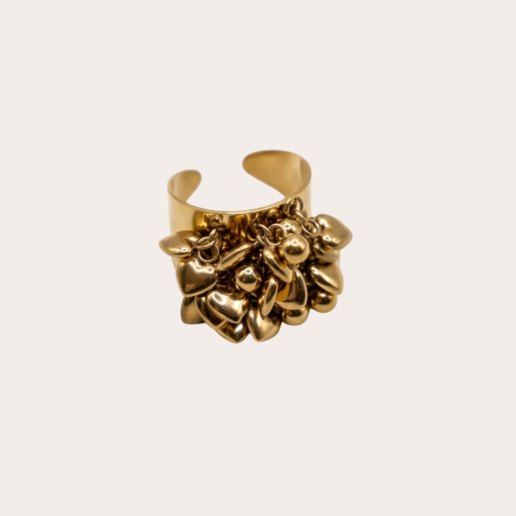 Astra Amore – wide gold statement ring with hearts – Wear Celestials