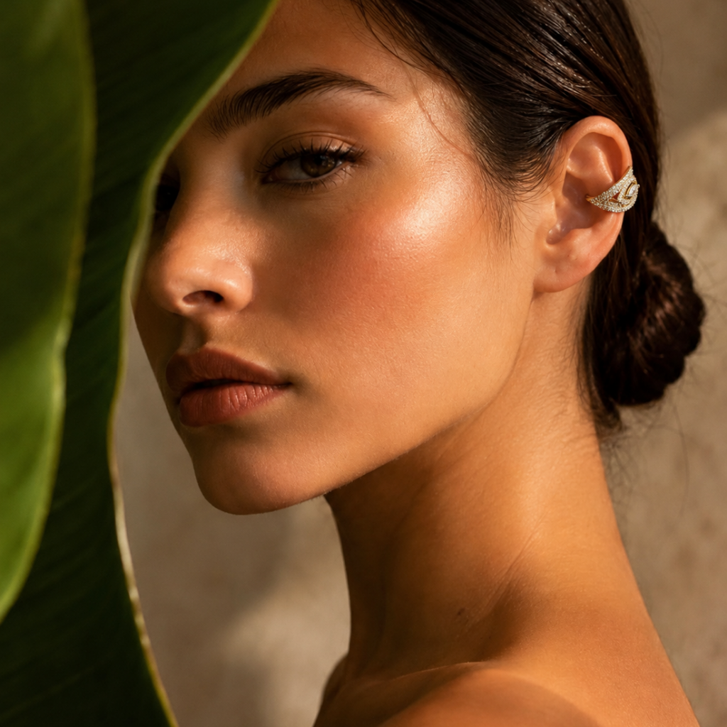 Avelia – oval crystal ear cuff – detail 4 – Wear Celestials