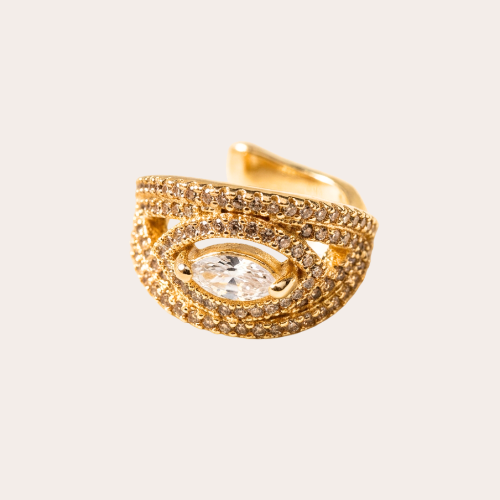 Avelia – oval crystal ear cuff – Wear Celestials