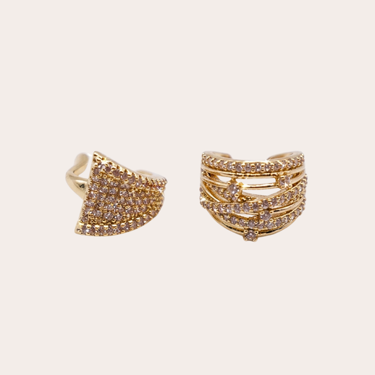 Cuff Combo – duo d'ear cuffs Triana et Destello en cristaux – Wear Celestials