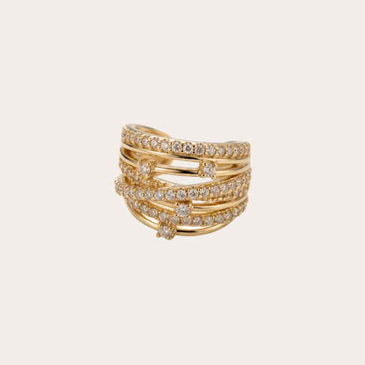 Destello – layered ear cuff with small crystals, gold and silver – Wear Celestials