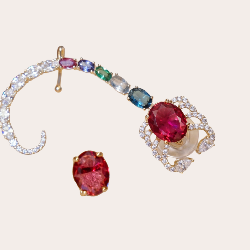 Scorpia – scorpion ear climber, silver crystal ear cuff – detail 7 – Wear Celestials