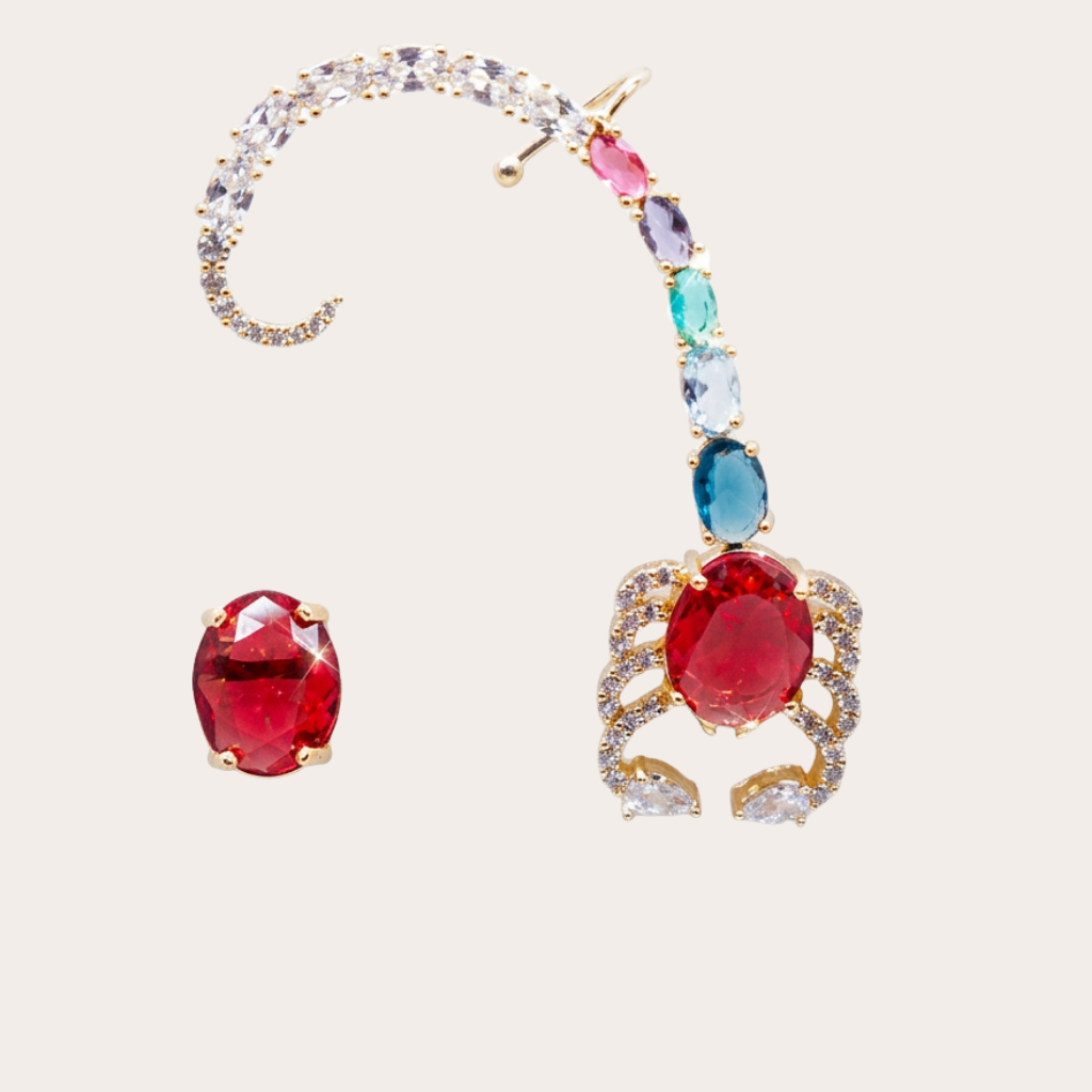 Scorpia – scorpion ear climber, silver crystal ear cuff – Wear Celestials
