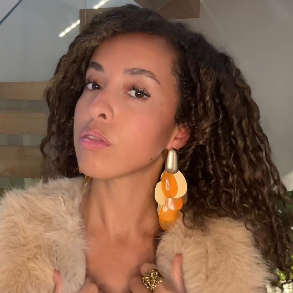 Sienna – long gold and orange leaf earrings – detail 7 – Wear Celestials