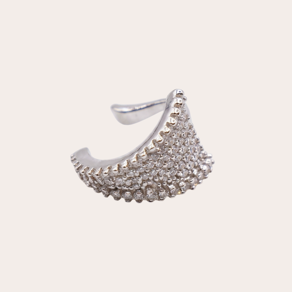 Triana – triangle crystal ear cuff, gold and silver – detail 6 – Wear Celestials