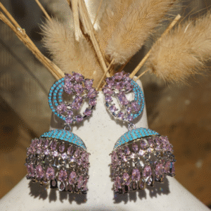 Blauwe jhumka oorbellen