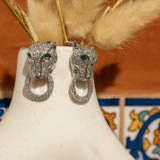 Zilveren panter oorbellen