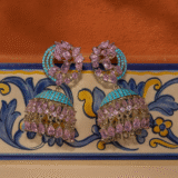 Jhumka oorbellen roze en blauw