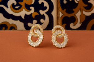 dubbele cirkel oorbellen kristal goud zilver