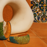 Kristallen oorbellen, groen en blauw