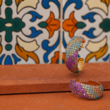 Kristallen oorbellen, oorringen, pastel