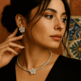 Sieraden bloemenset zilver