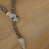 Zilveren slangenketting met magneet