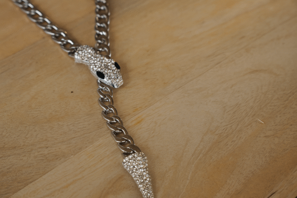 Zilveren slangenketting met magneet