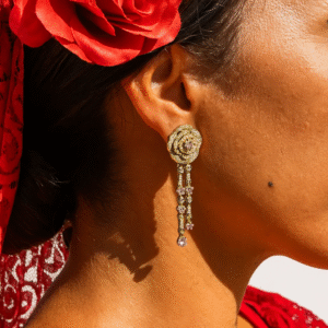 Camelia oorbellen goud