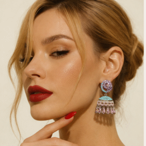 Roze jhumka oorbellen