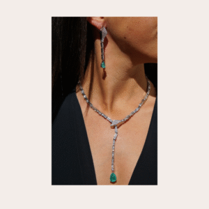 Zilveren kettiing set kristal