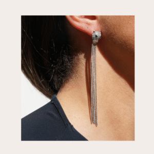 Lange zilveren panteroorbellen