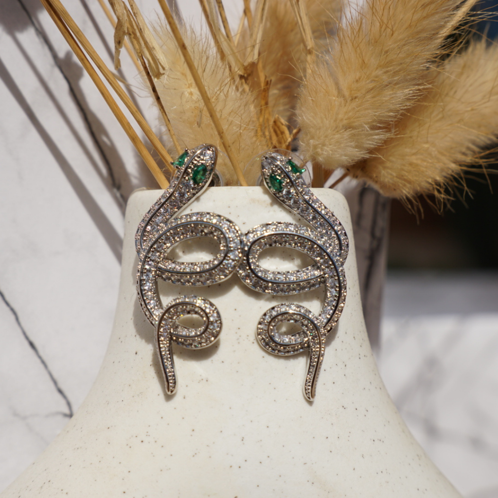 Zilveren slang oorbellen