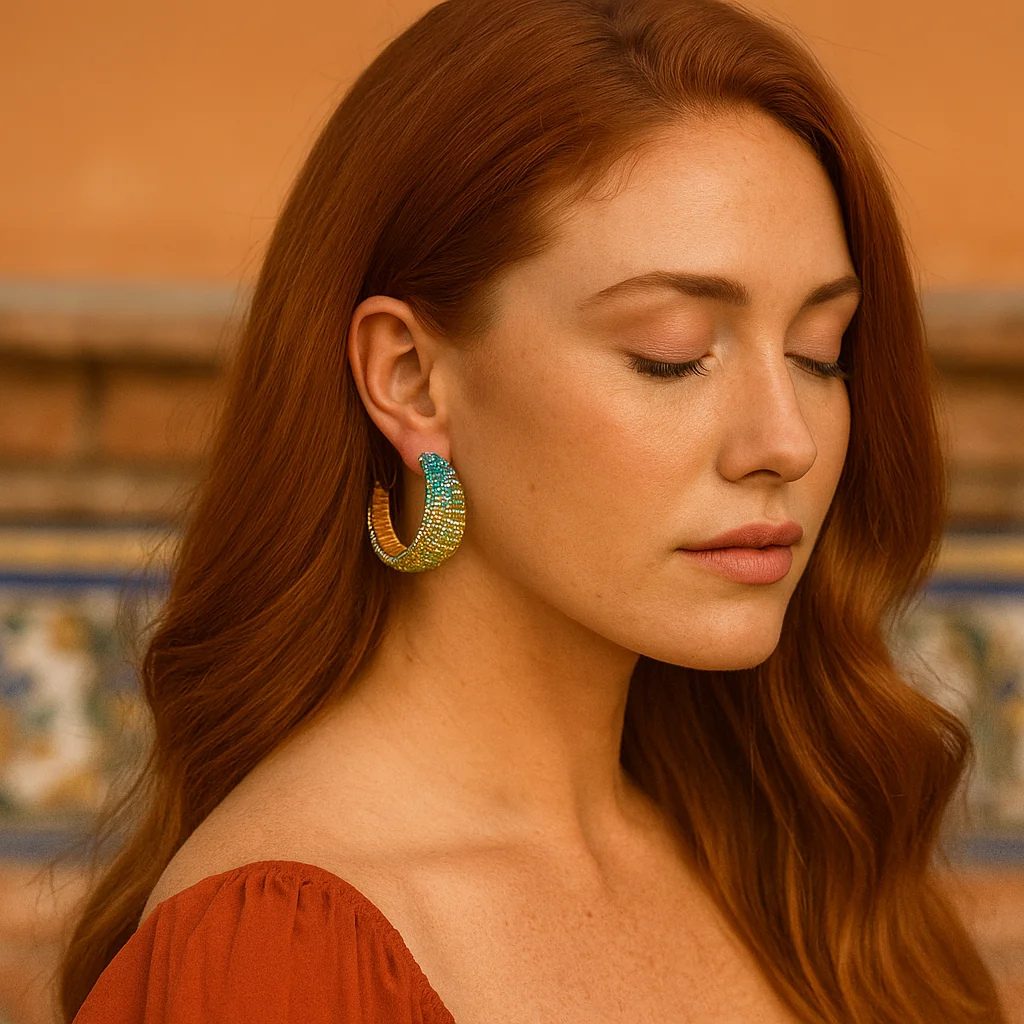 Groene blauwe oorringen steentjes