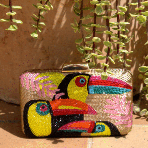 Gouden glitter tas, tucan