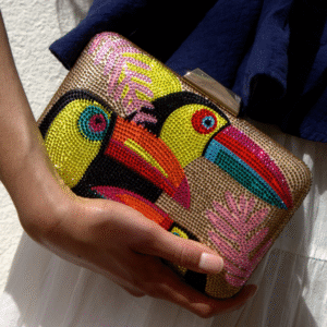 Gouden glitter tas, tucan