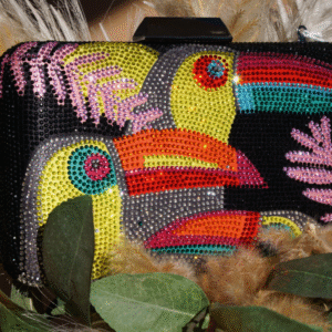 Glittertas zwart, tucan