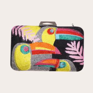 Zwarte glittertas tucan