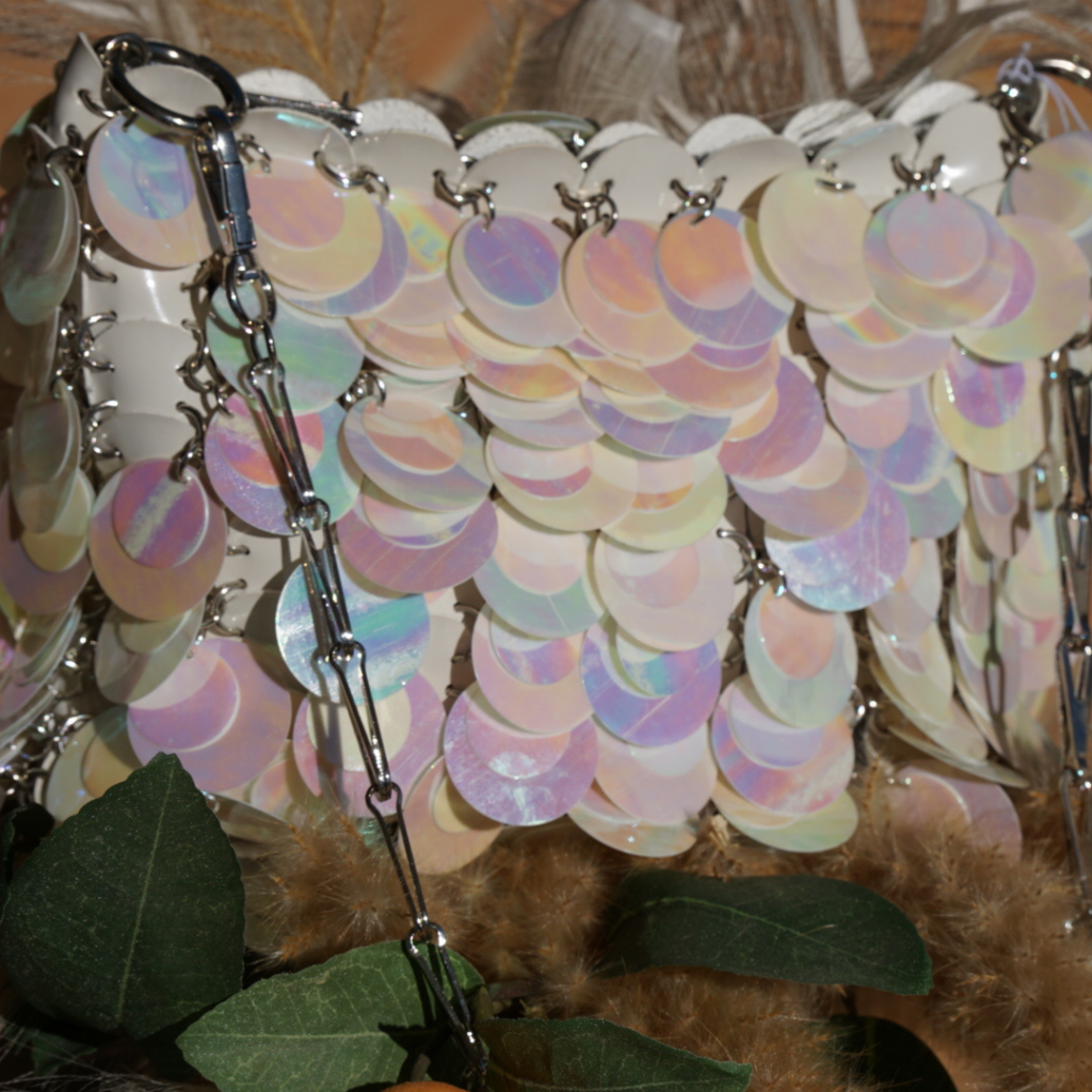 Witte handtas pailletten