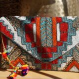 geometrische kralen clutch met vogels
