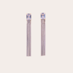 Lange oorbellen zilver, vierkante steen