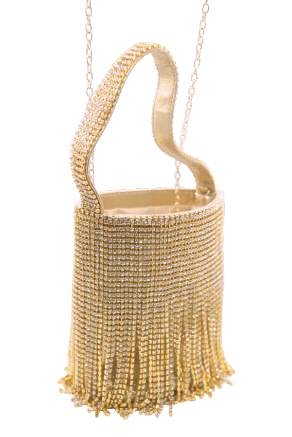 Gouden tas, gouden clutch met steentjes