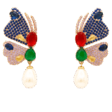 Vlinder oorbellen in blauw en zilver. Handgemaakte oorbellen, kristal