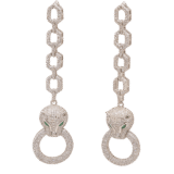 Lange panter oorbellen, zilver