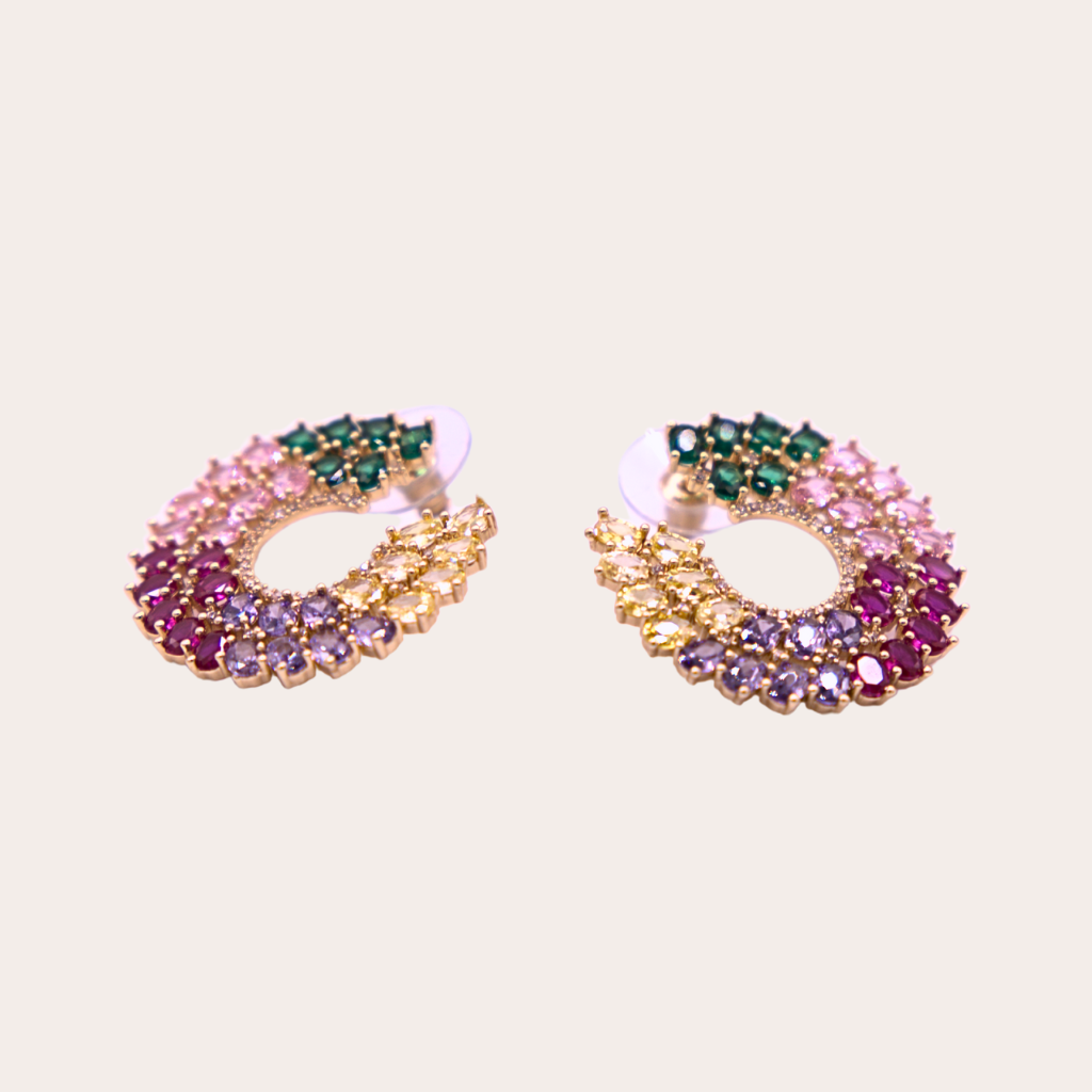 Regenboog oorbellen, ringen, kristal