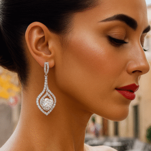 Zilveren strass oorbellen