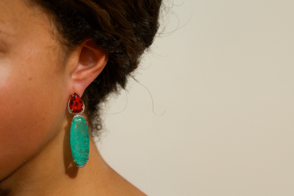 Lange groene oorbel kristal