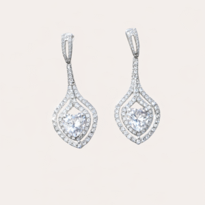 Zilveren strass oorbellen hart